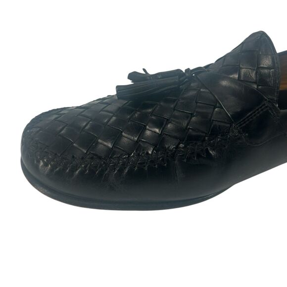 COLE HAAN Mens Casual Dress Shoes Black Woven Leather Tassel Loafer SZ 12 Resort main image 5